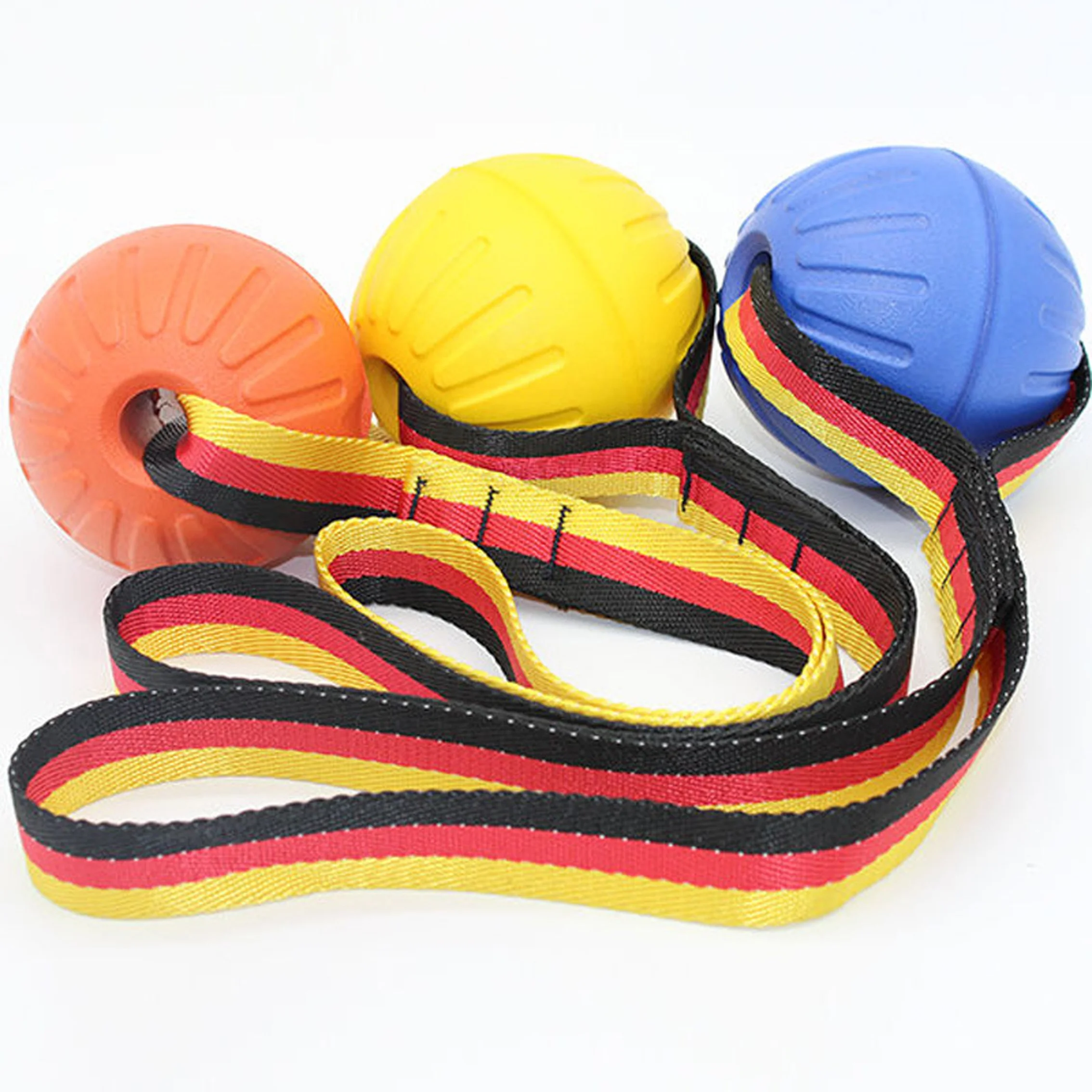 

Amazon Hot Selling Waterproof bite resistant Dog ring toys Pet Training Rubber Ball With Rope Pet toys, Yellow
