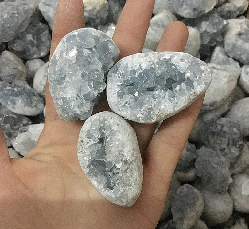 
Wholesale natural crystal healing stone blue Celestite crystal geode cluster for feng shui decoration 