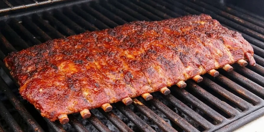 Group of friends enjoying smoked ribs at a backyard party