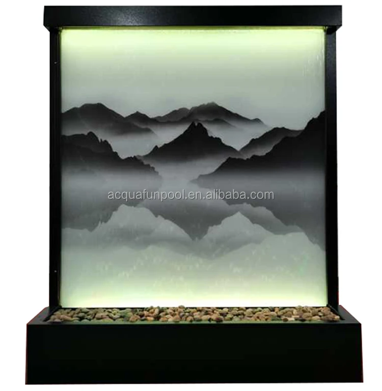 Water Wall Indoor Screen Waterfalls Lighted Fountain Room Dividers Led