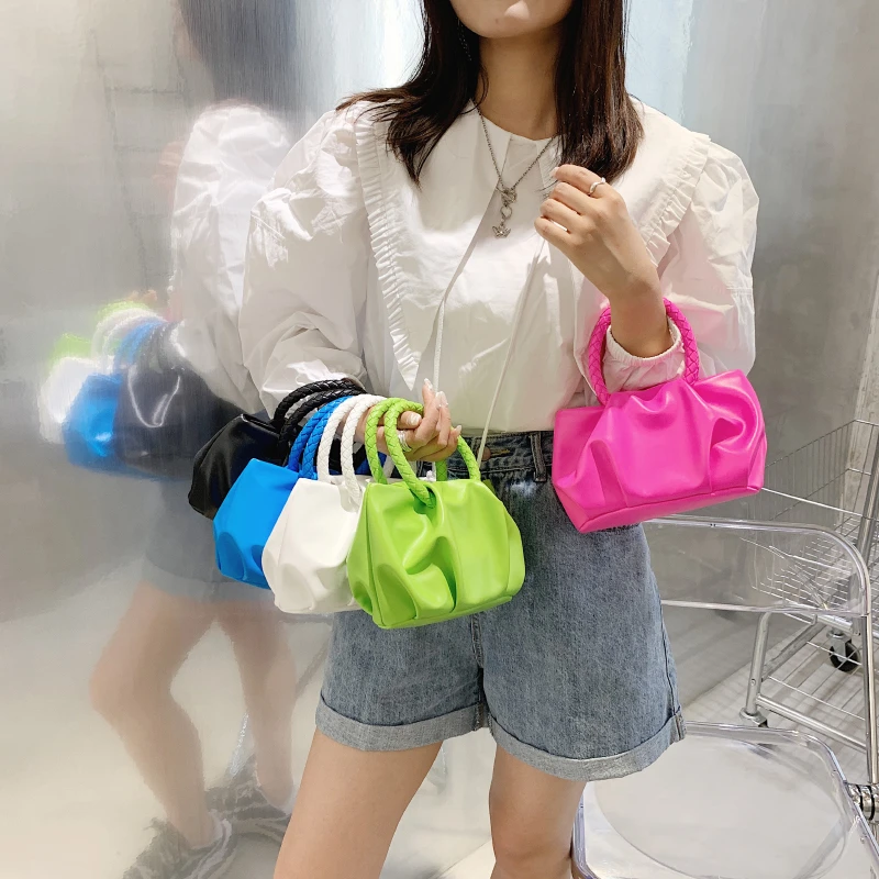 

Underarm Ladies Ruched Shoulder Purses Pleated Women New Summer Solid Color Armpit Bags Wrinkled Cloud Purses and Handbags, Multicolor