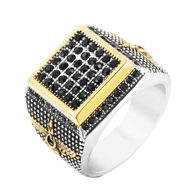

ADELANTE Wholesale Fashion Men's Jewelry Square Group Set Diamond Luxury Rings, Picture color