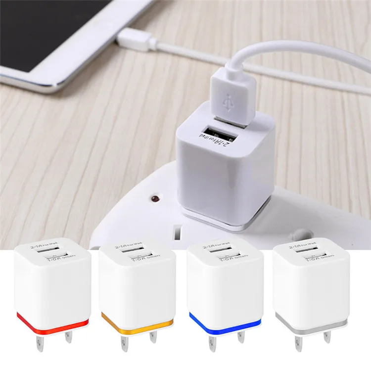 

2 in 1 Port 2.1A USB Charger Power Adapter EU US Plug Home Travel Wall Charger For Phone Charger Mini Size For iphone Samsung