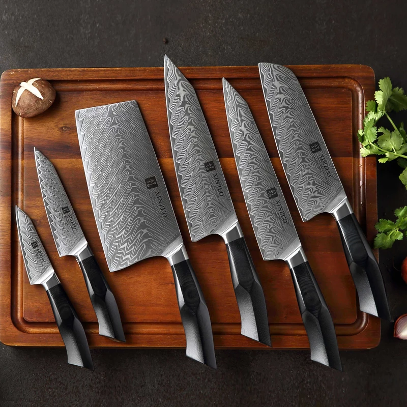 

Professional 6 pcs 67 Layers Damascus Steel kitchen chef Knife set with premium G10 handle