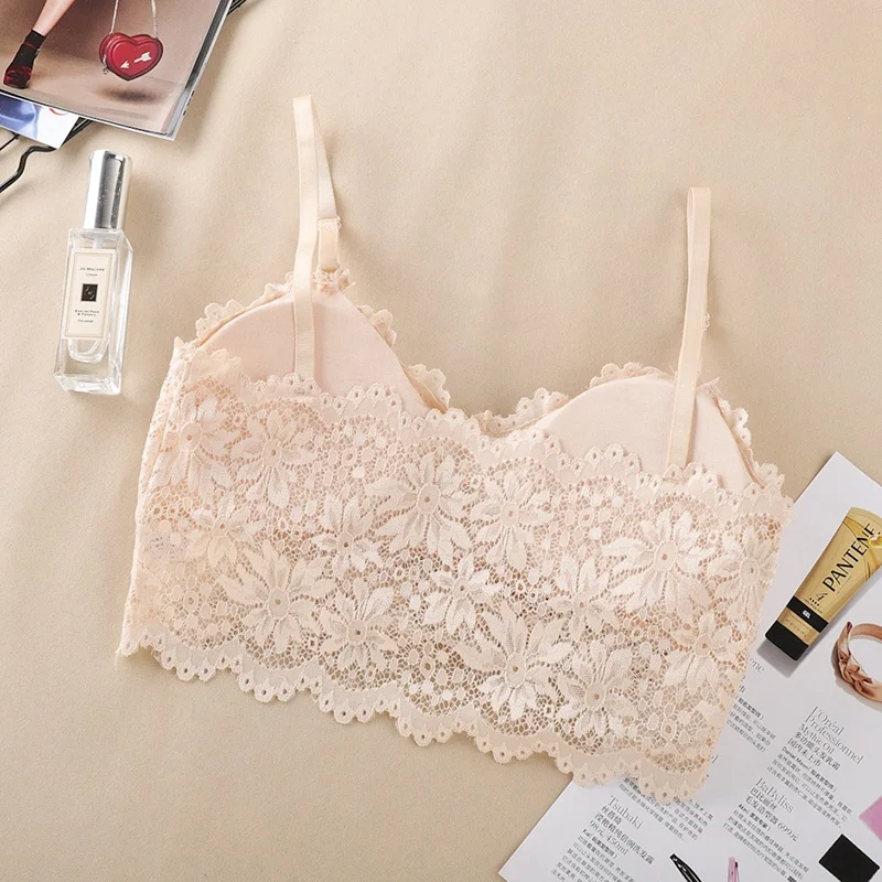 
Hot Women Floral Seamless Bra Crop Top Sexy Brassiere Lingerie Wireless Padded Lace Bralette 