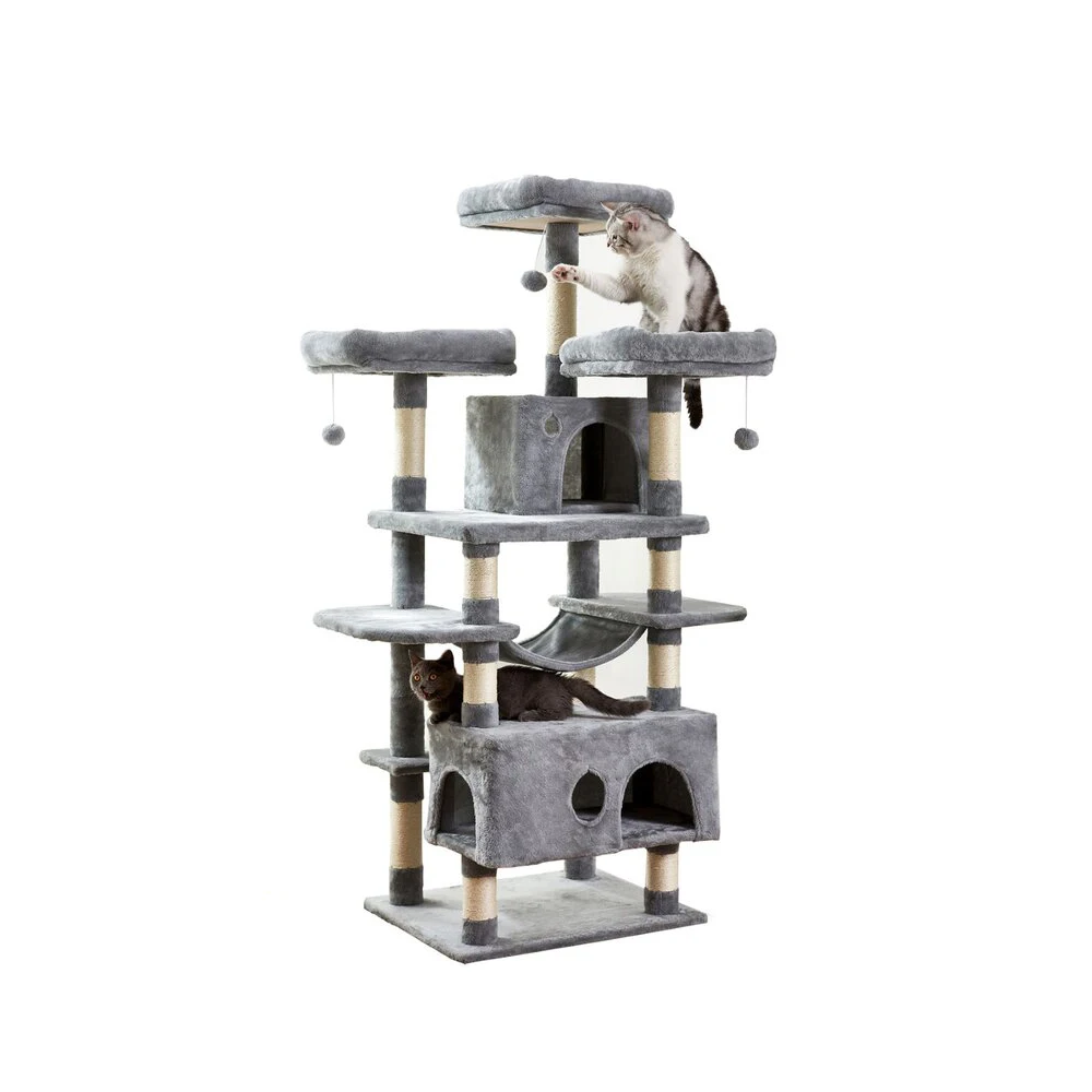 

Fashionable Grey Luxury Wooden Cat Tree with Cat Condo Cat Beds