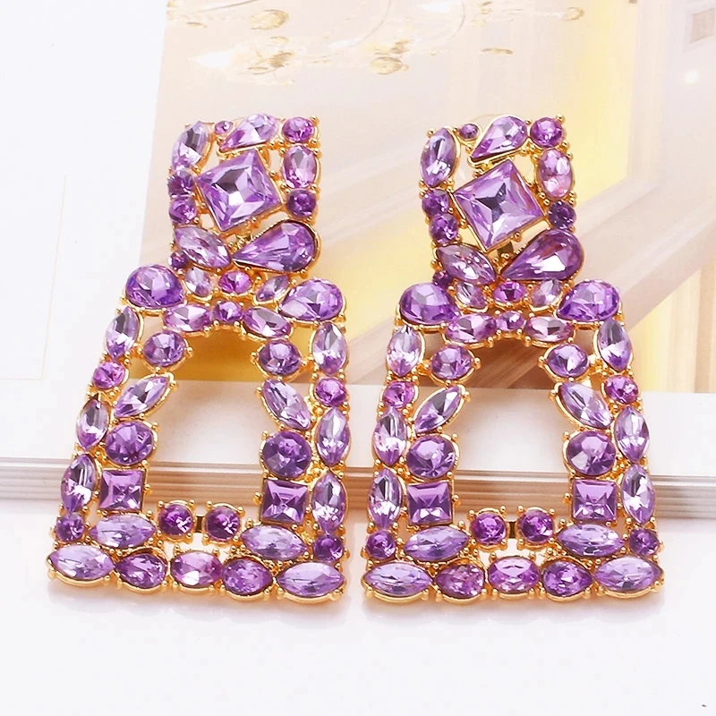 

Kaimei Cute Trendy Crystal Earrings Jewelry Brincos Girls Summer New Design Charm Rhinestone Earrings For Women, Many colors fyi