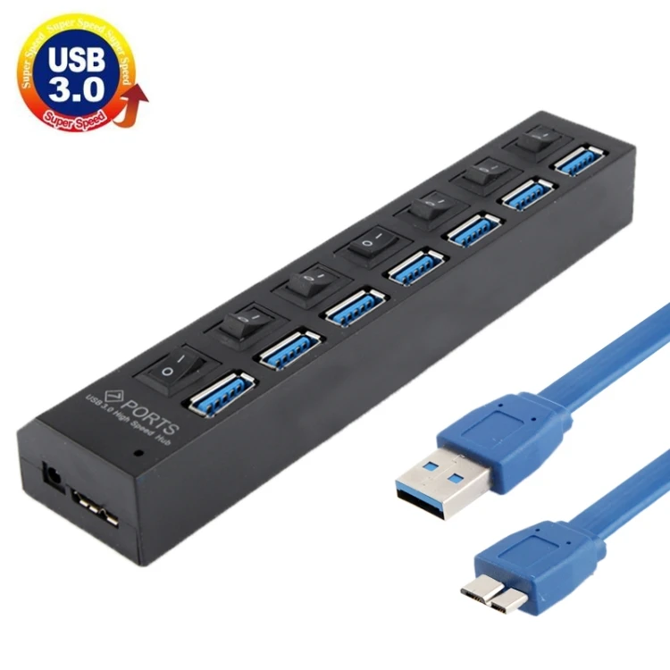 

Wholesale USB Hub 3.0 Adapter High Speed 7 Ports Plug and Play Hub 5Gbps For Computer Laptop