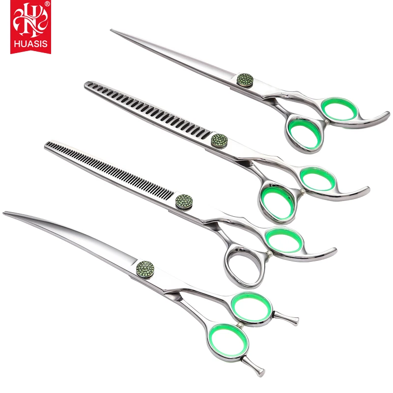 

AR-D20 Japan 440c Professional Pet Grooming Scissors Tool  Available Straight Curve Thinner Chunker 4pcs Kit, Silver