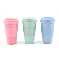 

Outdoors Travel Portable Drinking Water Coffee Cup With lid Biodegradable Eco Friendly Wheat Straw Plastic Coffee Mug 200ml