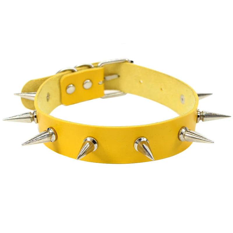 

gothic spikes rivets punk choker collar women men Harajuku Studded leather choker necklace jewelry (KNK5211), As picture