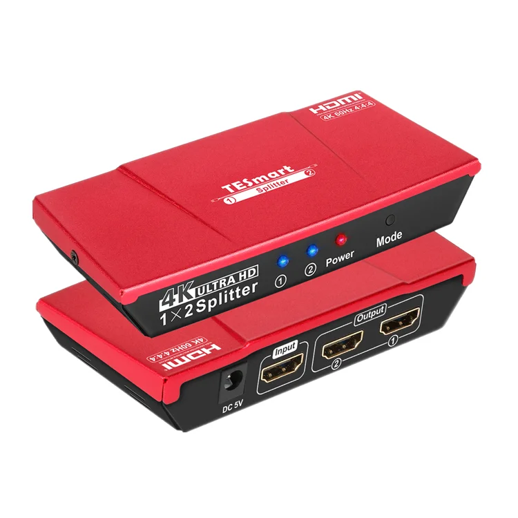 

4K HDMI Splitter 1 in 2 out HDMI Spliter for HDTV/PC, Red or customized