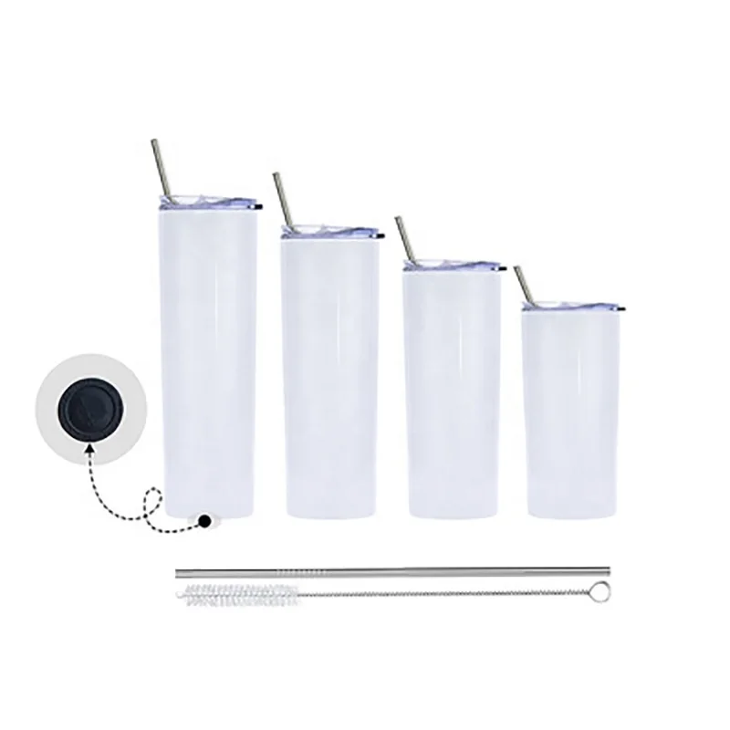 

Factory price 12oz 15oz 20oz 30oz Sublime blank straight skinny Tumblers stainless steel tumbler with straw and brush with lid