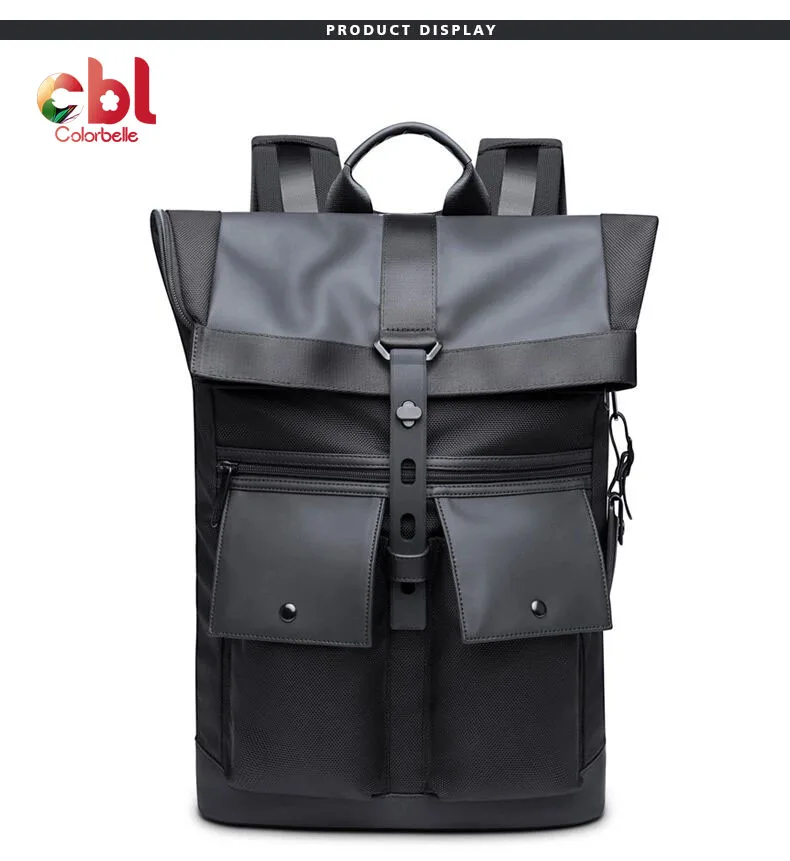 

Wholesale Accept Custom Logo big capacity Men Luxury Leather foldable Splashproof Laptop Backpack