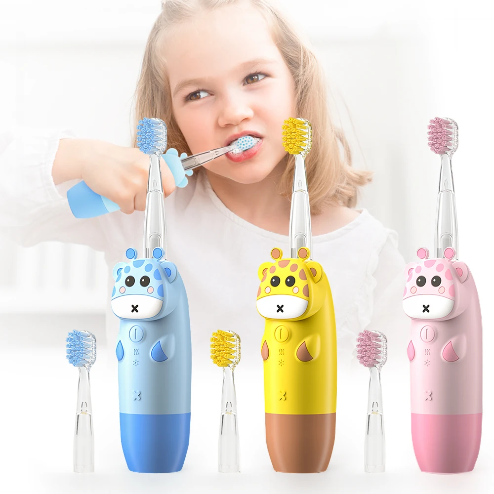 

Electric Baby Toothbrush IPX7 Waterproof Battery Powered Sonic Automatic Brush Sustainable Electric Toothbrush, Pink, blue,yellow