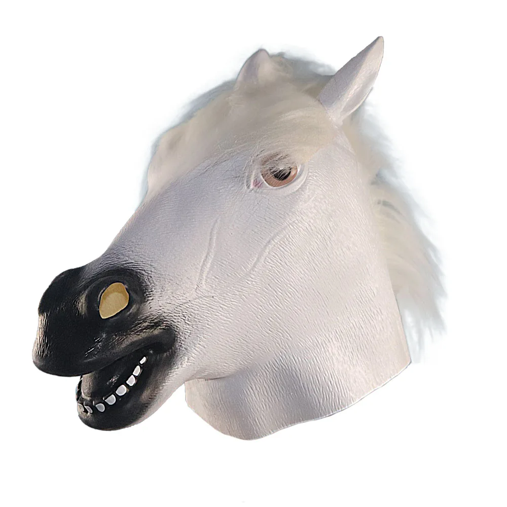Horror Scary White Horse Head Mask for Halloween Cosplay Costume Party