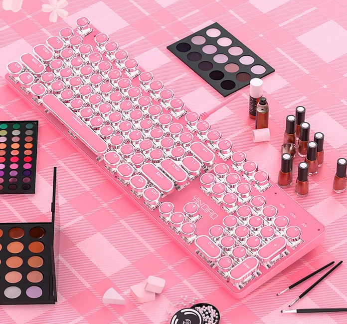 

Amazon Wholesale Blue Cute Wired RGB Colour led Light Gaming Tablet Pink Keyboard