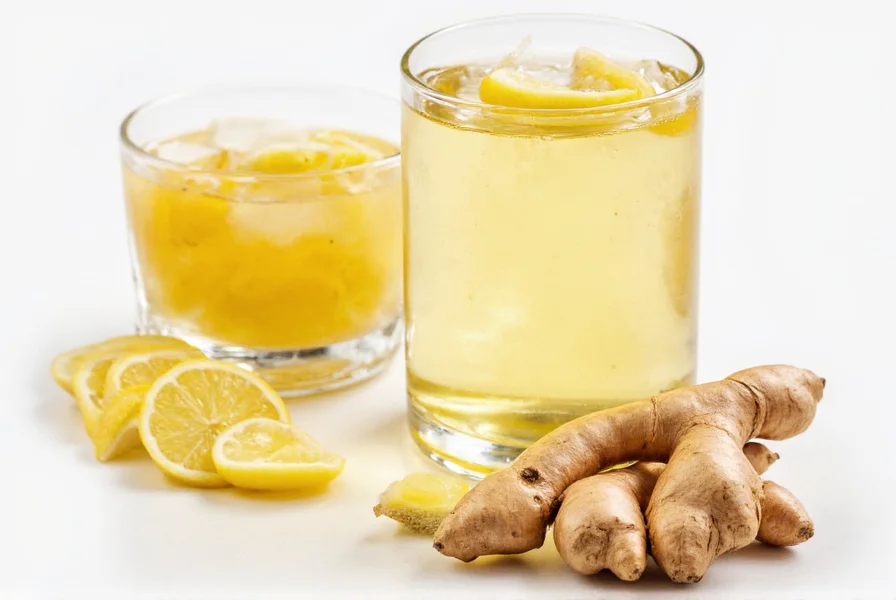Homemade ginger liqueur in glass bottle with fresh ginger root
