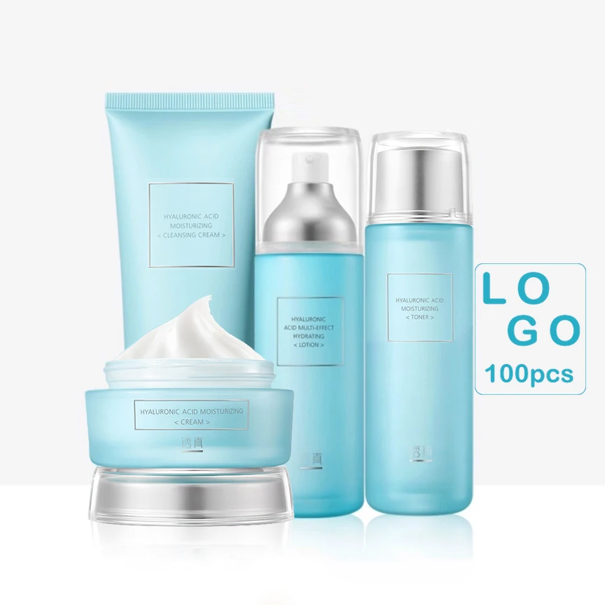 

OEM 4 pieces Anti Aging korean skincare set, natural organic Private Label skincare, Hydrating Skin Care kit Skin face serum
