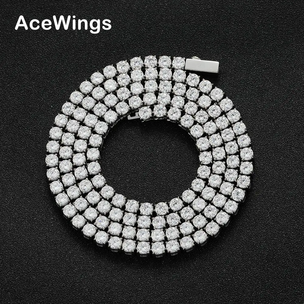 SC036 4mm Stainless Steel Tennis Chain Necklace Hip Hop Jewelry Setting Zircon Chain