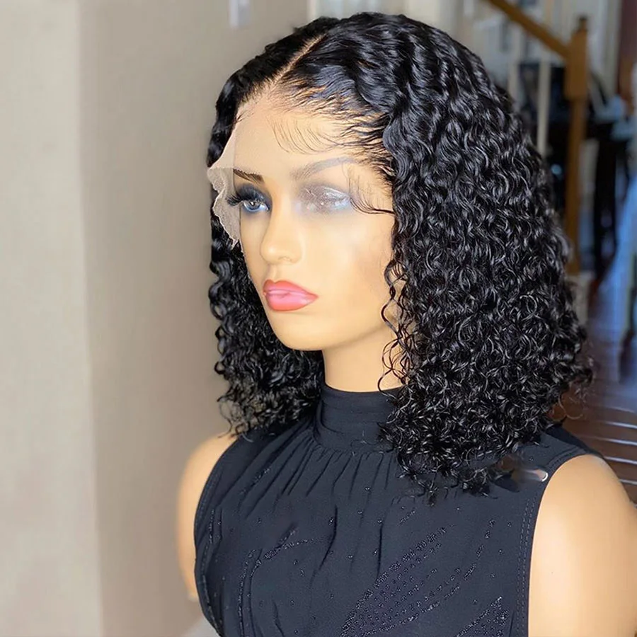 

Hot Sale Curly Short BOB Lace Front Human Hair Wigs for Black Women 13*4 150% Density Brazilian Remy Hair Wigs
