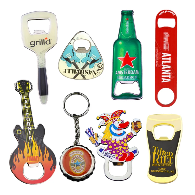 
manufacturer wholesale custom cheap sublimation blank metal stainless steel novelty shape logo keychain beer bottle opener 
