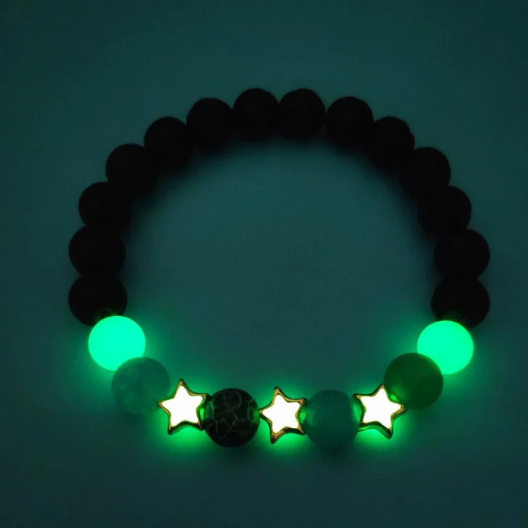 

Jane Eyre Wholesale Hot Sale 8 mm Volcanic Stone Beaded Luminous Star Bracelets