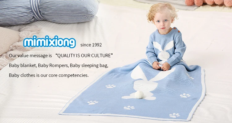 mimixiong 100% Cotton Knitted Baby Blanket 80 x 100cm for Newborn Baby Ivory