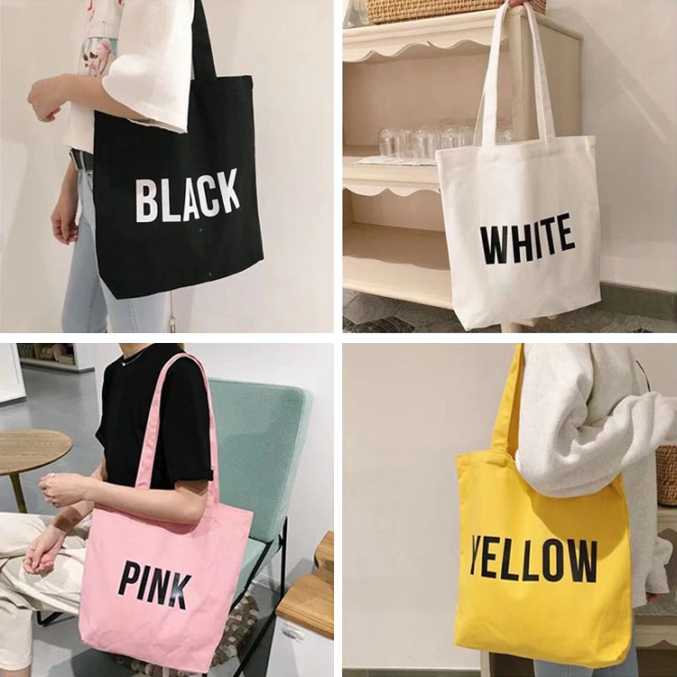 

durable cotton canvas shopping bag black canvas tote bags with custom printed logo, Customized color
