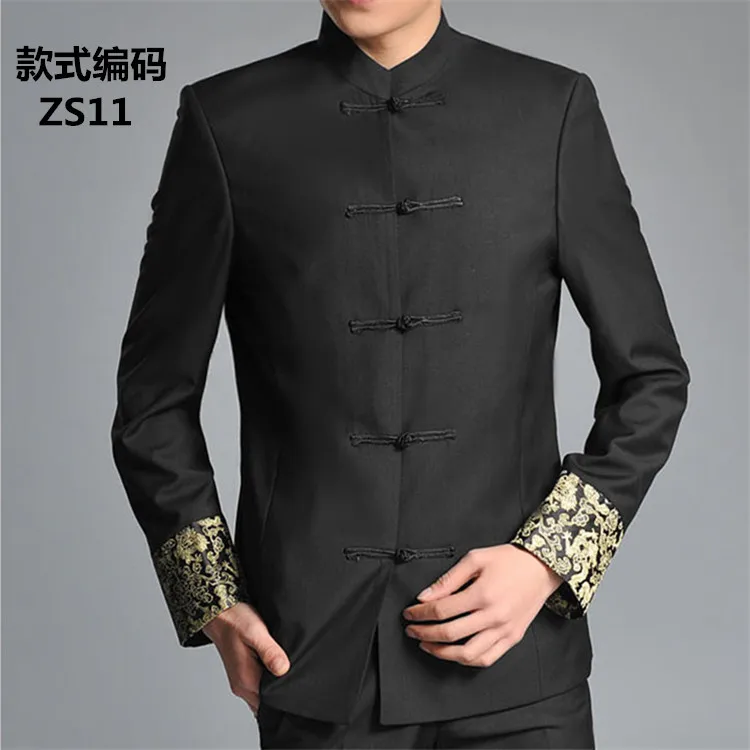 

springway 2021 new products high quality men's suit fashion embroidery casual men's Chinese tunic suit, As picture