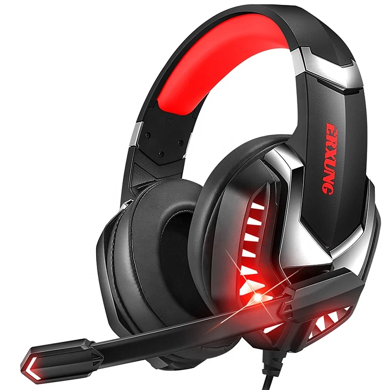 

Hot sell amazon New Wholesale J30 PC Gaming Lighting Wired Headset gaming earphones & headsets for xbox, Black/red