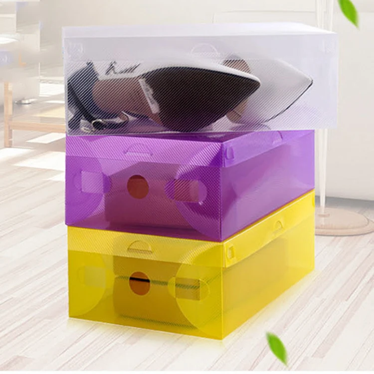 

Colorful transparent Foldable Plastic Shoe Boxes Organizer Storage Stackable PP Tidy Box, Customized color