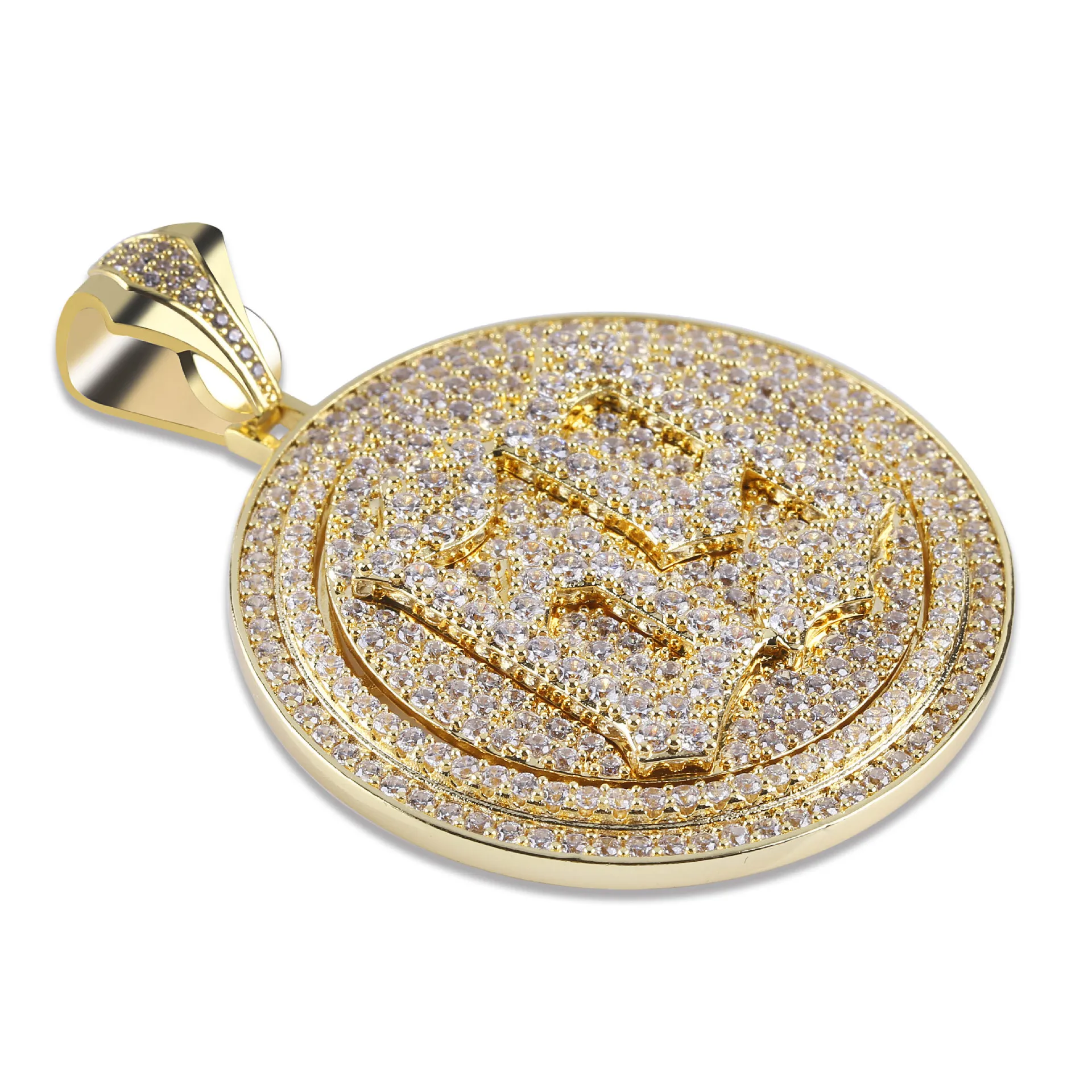 

Hip hop number 69 rotatable double disc pendant necklace full of zircon jewelry