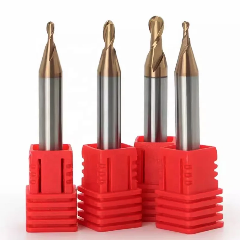 Milling Cutter Tin Coating Tungsten Steel CNC Machining HRC55 Ball Nose Endmills OEM
