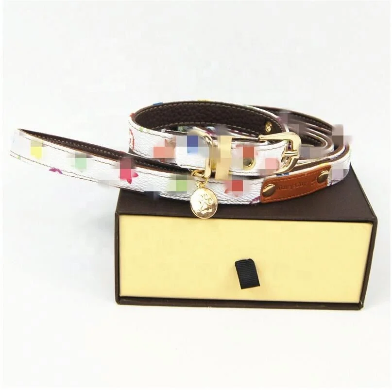 

Jhcentury Fashion Print Pet Collar Printed Dog Collar Leash Set, Picture