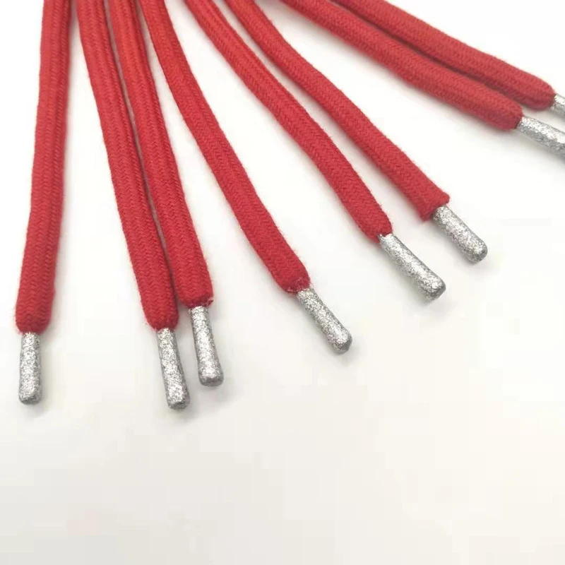 

Hot sell new style solid colour silicone hoodie string tips cord for clothing factory direct sale, Custom color
