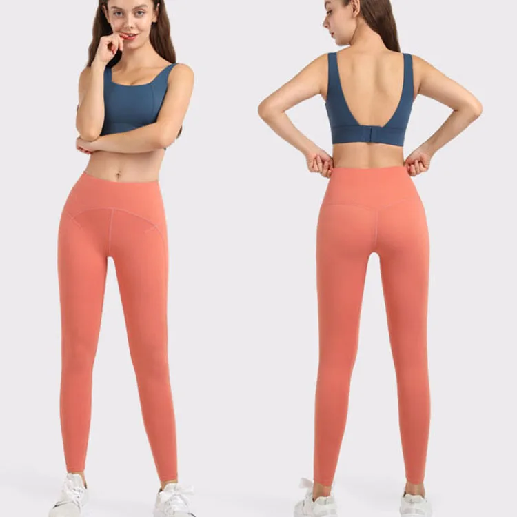 

2021 New design high impact sports bra+ high waist long leggings yoga sets fitness women naked feeling two piece pants set