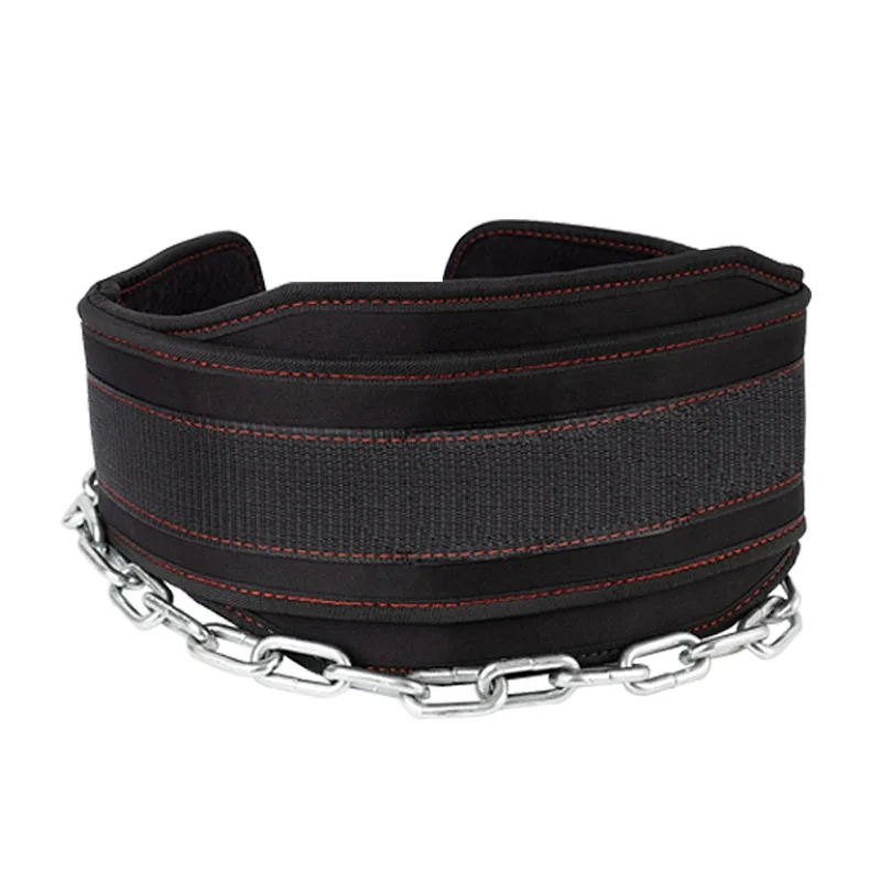 2024 Custom Logo Comfortable  Gym Equipment Weighted Chain Waist Support Weightlifting Pull-up Dipping Belt with Chain
