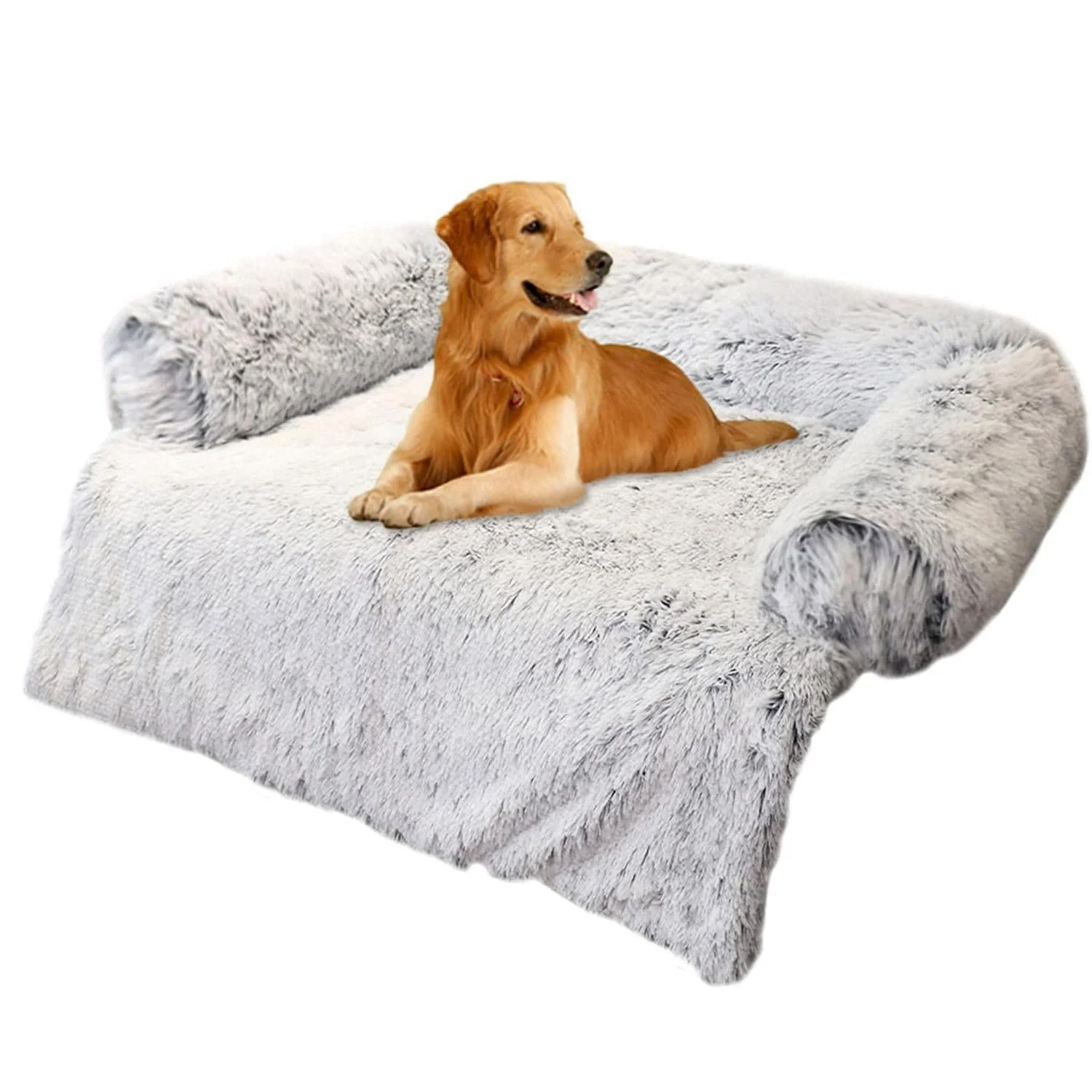 

Removable Washable Cover Plush Kennel Blanket Dual-use one-Piece Pet Sofa Shaggy Bed Luxury Wholesale Calming Dog Beds, As showen