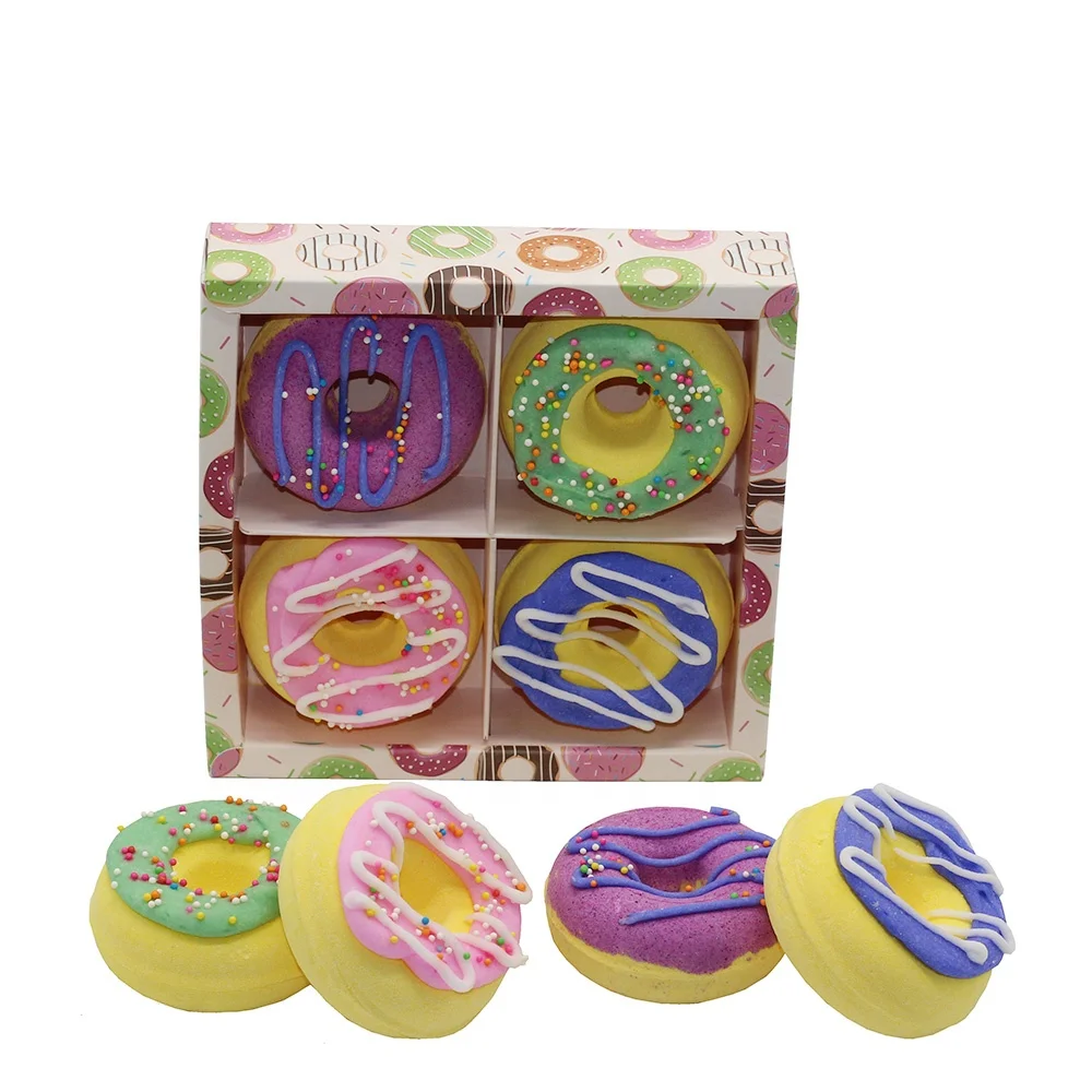 

Kids Bath Bombs Wholesale Glitter Bath Bomb Organic Custom Doughnut Bath Fizzies Set of 4