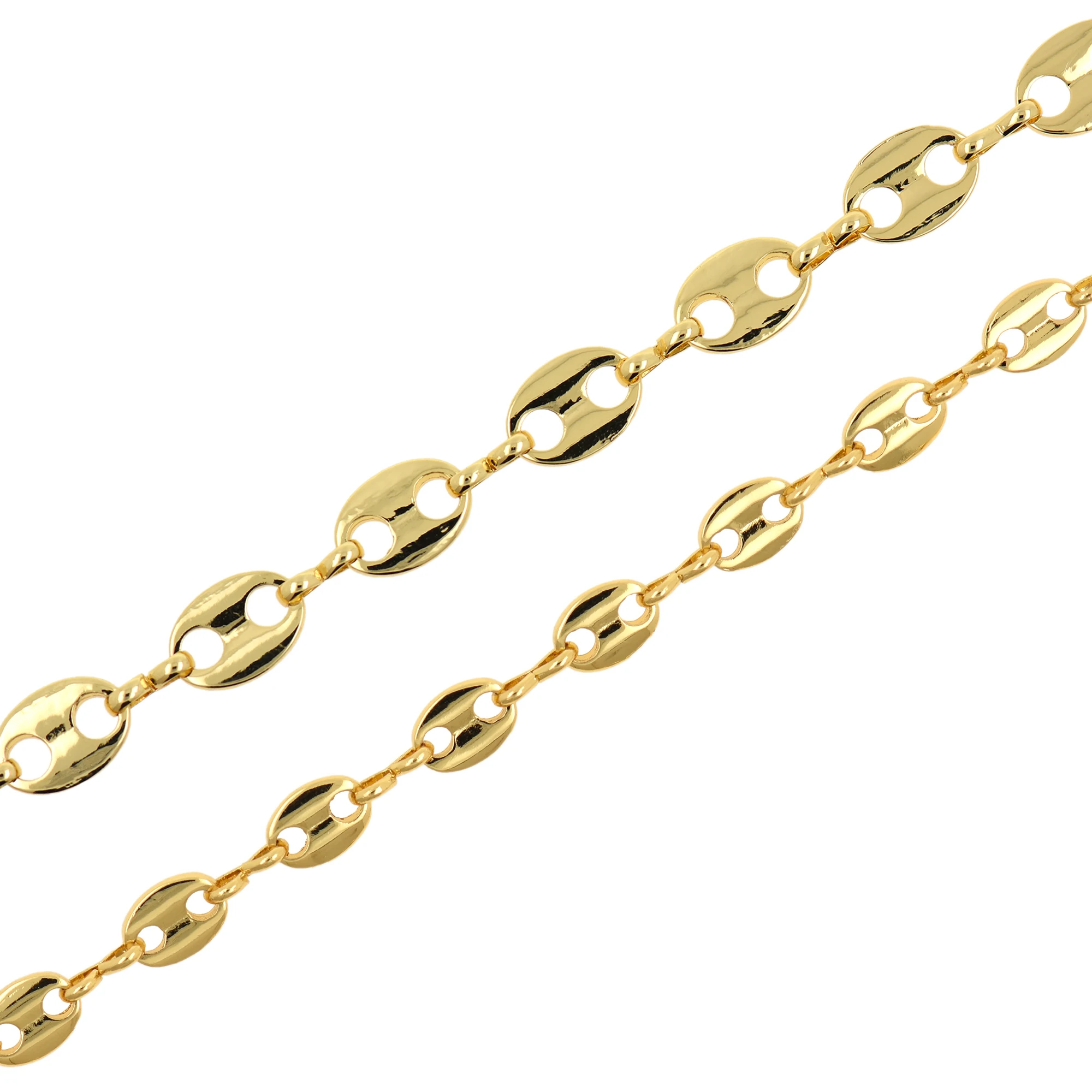 

18k Gold Plated Half Finished Chain Hip Hop Style Brass Chain for Personalized Jewelry Making