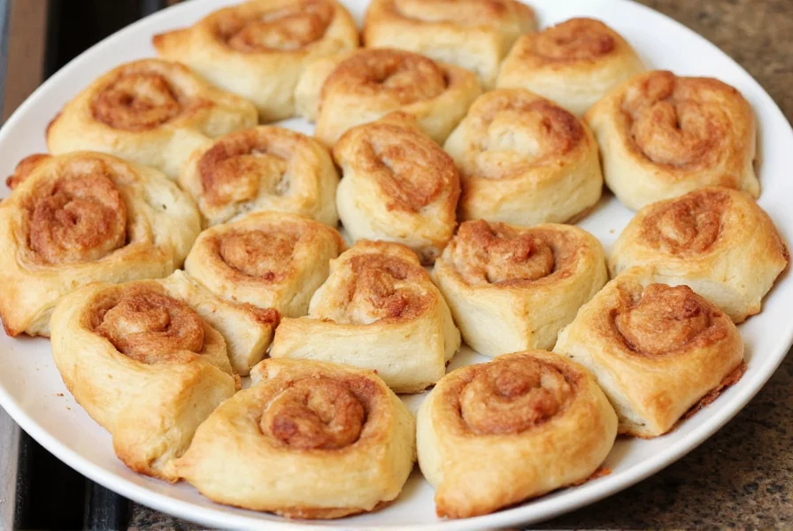Zimt-Zucker-Pizza mit Croissant-Teig, überzogen mit Puderzucker-Glasur