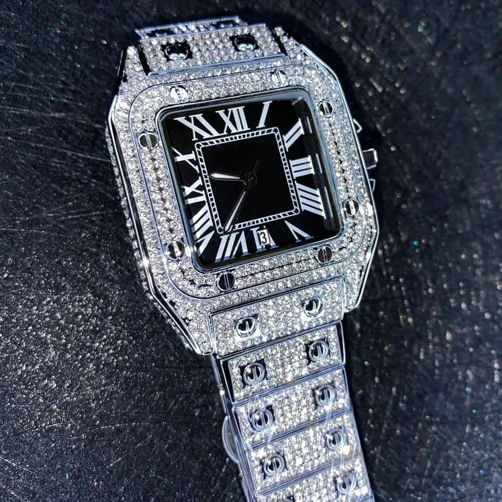 

Bling Rapper Watch Gift Set For Womam Luxury Fashion Design Bands Women Designer Lady Watches 2021 Full Diamond Girls