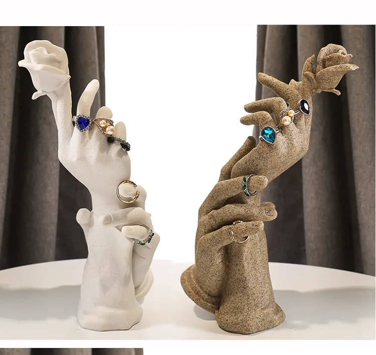 

Resin hand model wedding decoration ring jewelry display rack, As photos or customized