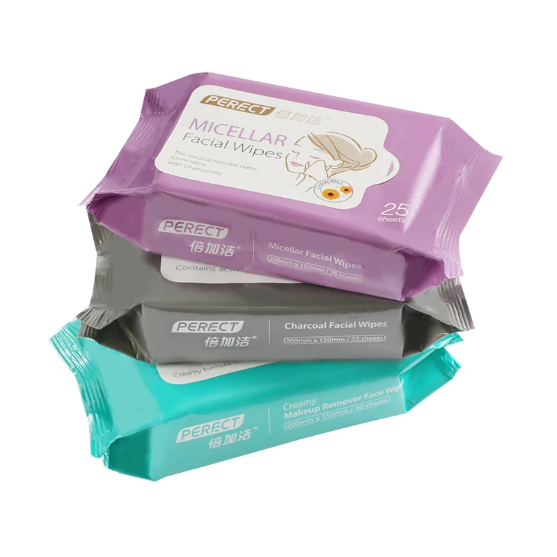 
PERFCT Micellar Facial Wipes Custom private label Makeup Remover Pure Water Face clean wipes wet 