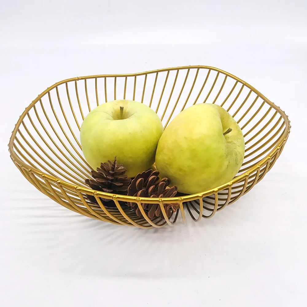 

Modern Metal home decorative table iron gold wire vegetable fruit storage basket, Customized