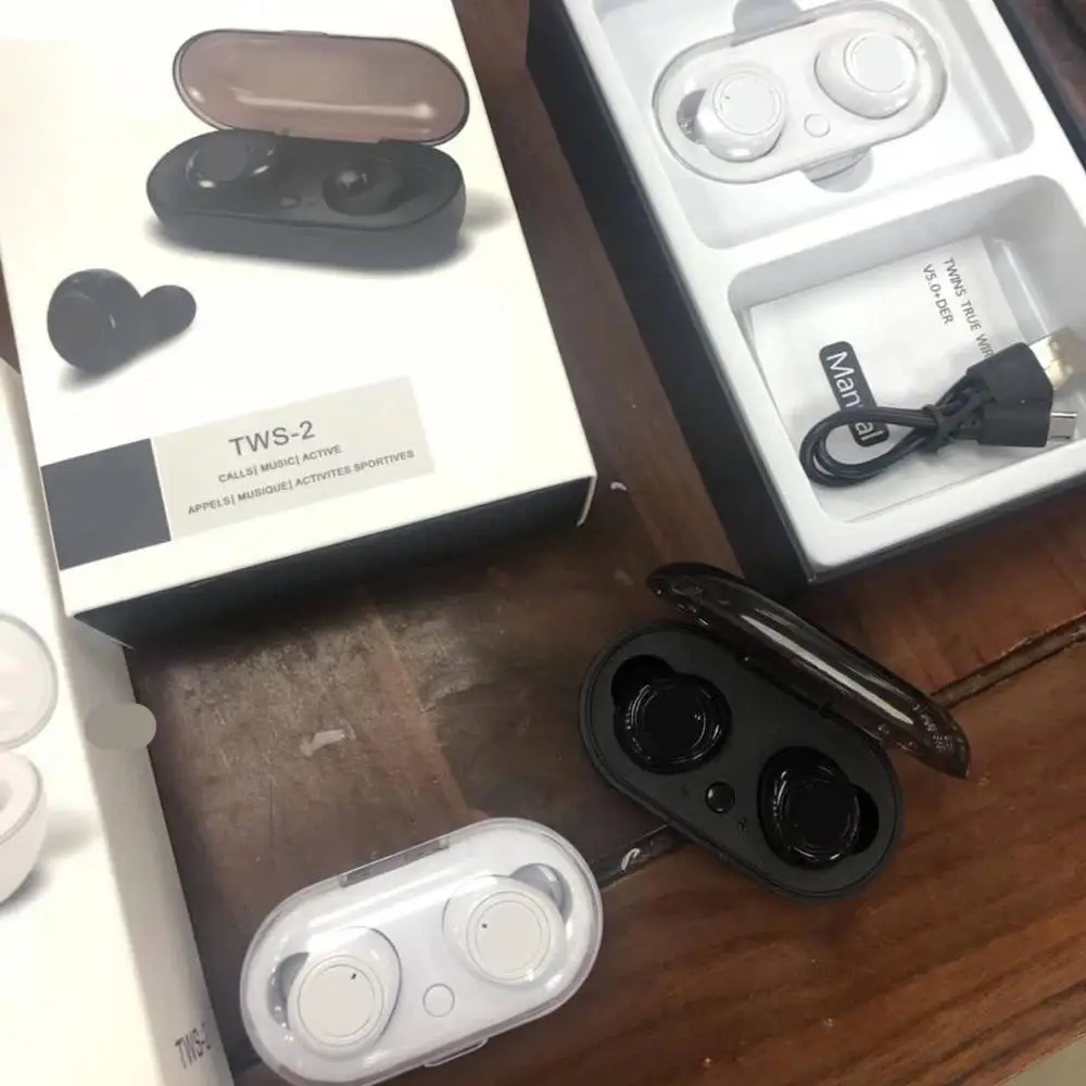 
TWS 2 Wireless earphone 5.0 Touch Dual Call Auto Power On Pairing Ear Wireless earbuds 