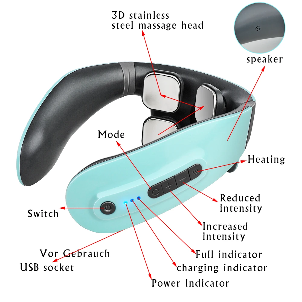 Tens Low Frequency Pulse Heating Massage 4d Smart Electric Neck