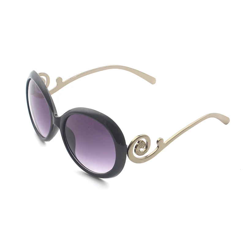

Golden Leopard Head Design Elegant Sunglasses Acetate Front Metal Temple for Women Round Shape Leopard Design Fashion Ladies Hot
