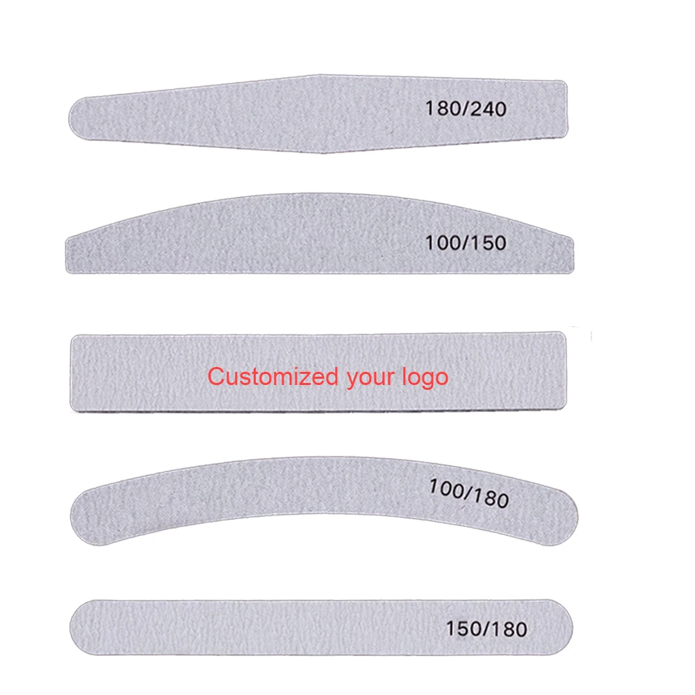 

Eco Friendly Half Moon Shapes Mini Finger File Nail Disposable Customized Printed Logo Manicure Nail File 100/180 Professional
